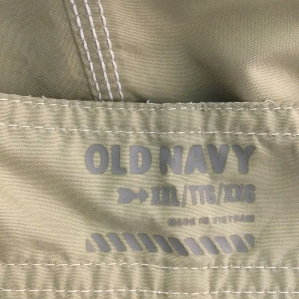 Old Navy Beige Pockets Lined Drawstring Beach Shorts Swim Trunks Men XXL Vietnam